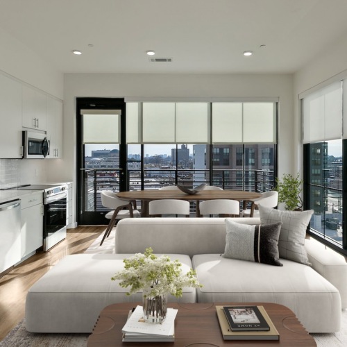 Open space living area with natural lighting